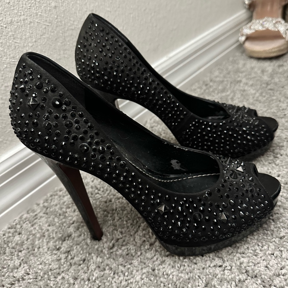 Jorge Alex Black pumps with studded gems and spikes Size 37